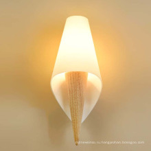 Современный скандинавский новый дизайн, роскошный светодиодный простой стеклянный абажур из дерева, настенный светильник